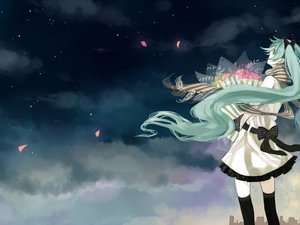 动漫 动漫少女 初音 插画 手绘