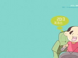 安卓动漫 卡通 插画 手绘 阿笨祝福系列 阿笨的新年祝福 笑得出手机壁纸