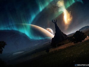 安卓创意 极光 星空 黑夜 星球手机壁纸