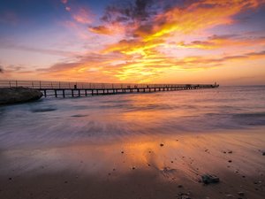 安卓风景 沙滩 栈桥手机壁纸