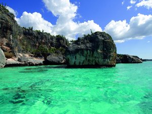 安卓风景 大海 海面 礁石 蓝天 白云 自然风光手机壁纸