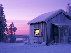 安卓风景 雪景 房屋手机壁纸