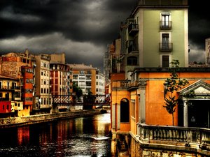 安卓风景 城市 西班牙 赫罗纳 夜景手机壁纸