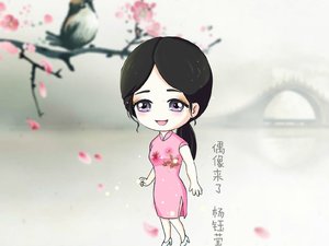 安卓偶像来了 旗袍 复古 Q版 人物 可爱 卡通 宽屏手机壁纸