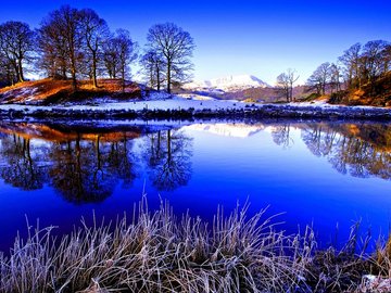 风景 湖泊 雪景