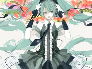 动漫 动漫少女 初音 插画 手绘