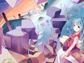 动漫 动漫少女 插画 手绘 初音 萝莉控