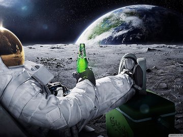 创意 设计 月球 宇航员 啤酒