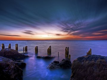 风景 海洋 日出