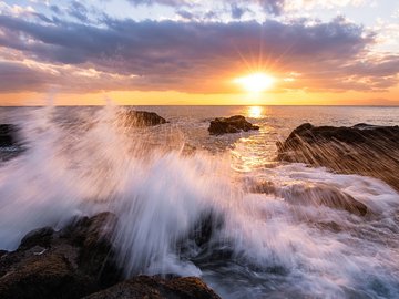 风景 海岸 礁石 浪花