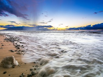 风景 海滩 礁石 浪花