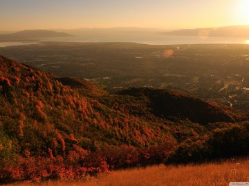 风景 夕阳 黄昏 落日 红叶 山川