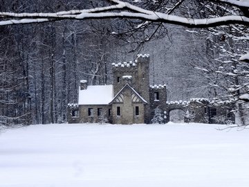 风景 雪景 城堡