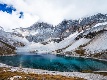 风景 自然 湖泊 雪山