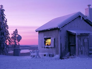 风景 雪景 房屋