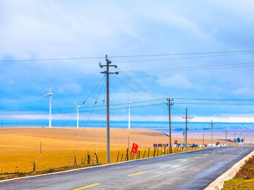 风景 自热风景 宁静公路 金黄麦田 蓝天白云