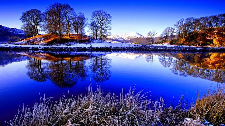 风景 湖泊 雪景