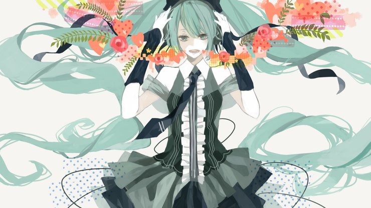 动漫 动漫少女 初音 插画 手绘