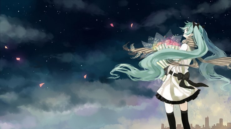 动漫 动漫少女 初音 插画 手绘