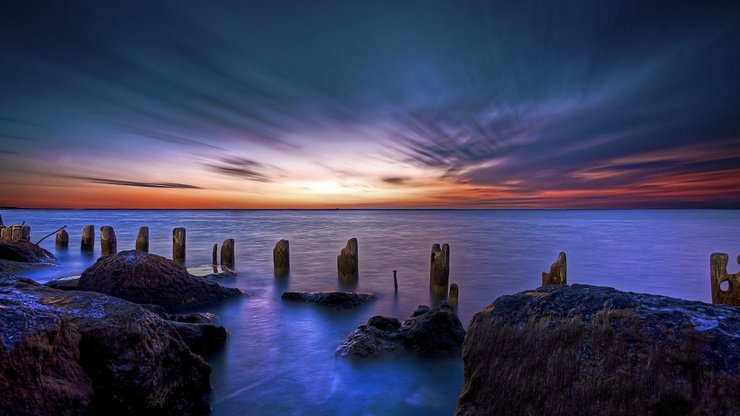 风景 海洋 日出