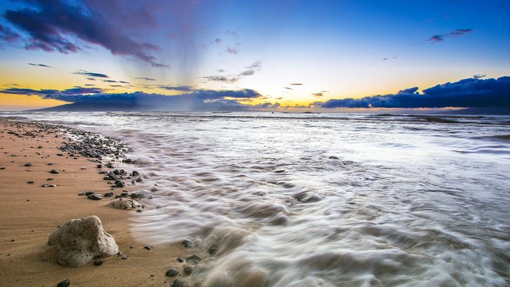 风景 海滩 礁石 浪花