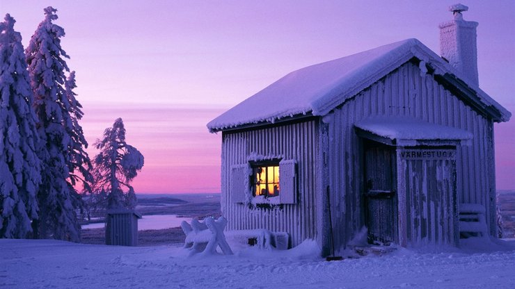 风景 雪景 房屋