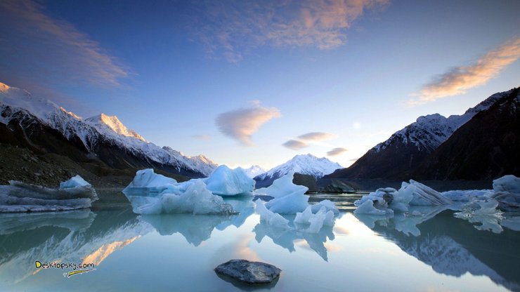 风景 雪山 河流