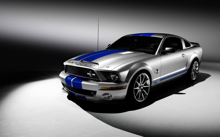 安卓手机汽车 超跑 银色 蓝色 福特 野马 gt500高清壁纸