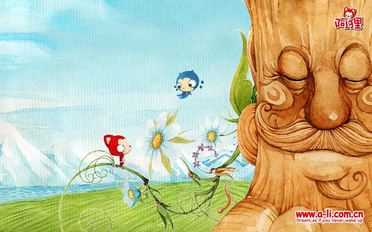 安卓手机动漫 阿狸 插画 彩绘 ali高清壁纸
