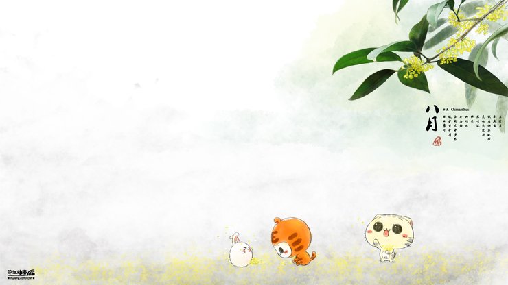 安卓手机动漫 CC猫 原创 节气 CC猫八月桂花高清壁纸