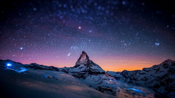 安卓风景 山脉 阿尔卑斯山脉 星空  摄影手机壁纸