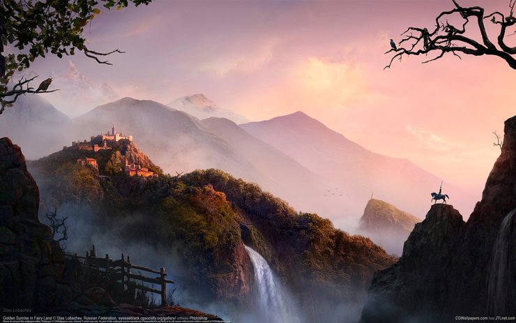 安卓手机设计 创意 风景 山峰 瀑布高清壁纸