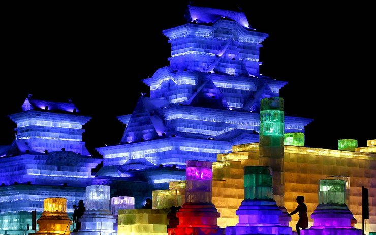 安卓手机风景 旅游 黑龙江 哈尔滨 冰灯高清壁纸
