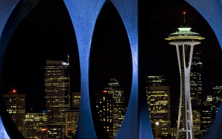 安卓手机风景 城市 美国 西雅图 夜景高清壁纸