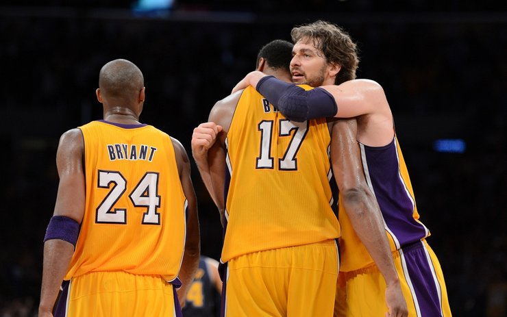 安卓手机体育 篮球 NBA 洛杉矶 湖人队 科比 加索尔高清壁纸