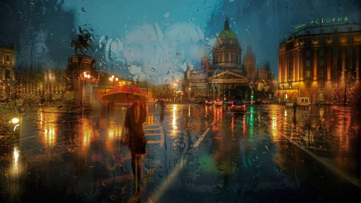 安卓手机风景 城市风景 城市雨夜 唯美高清壁纸