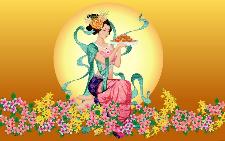 安卓手机嫦娥 嫦娥奔月 手绘 中国风高清壁纸