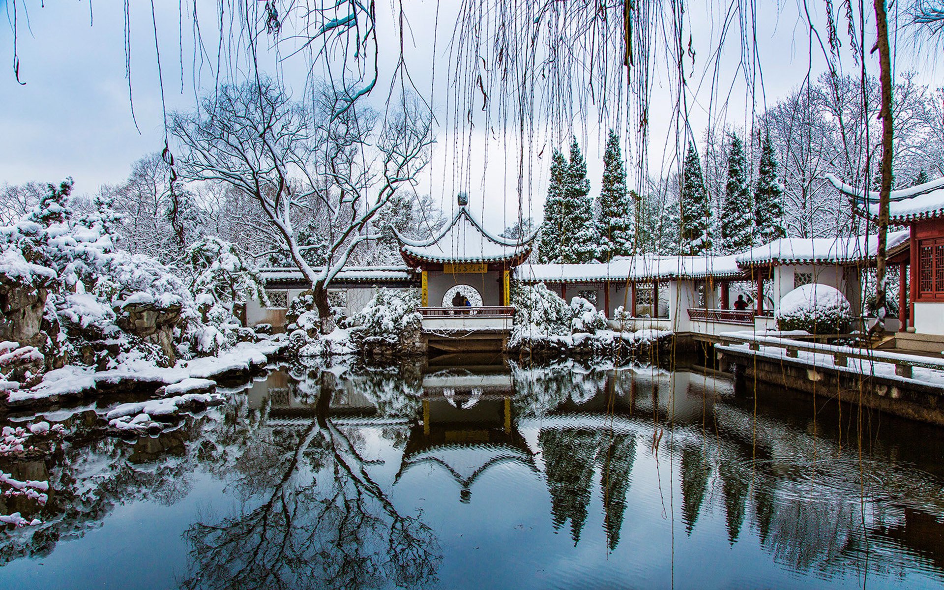 风景大片,冰天雪地,园林,雪