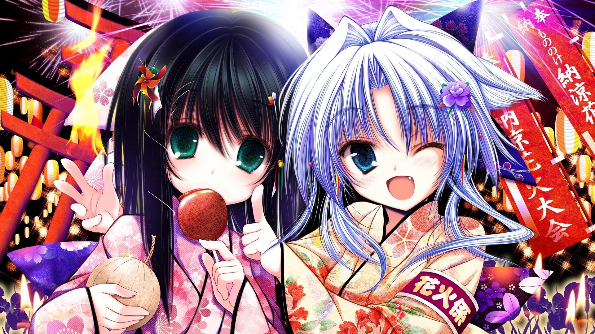 动漫动漫少女和服日本文化插画萝莉 相关壁纸